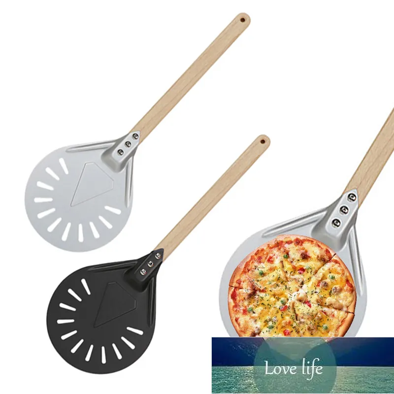 Pizza Turning Mała Pizza Peel Paddle Krótkie okrągłe narzędzie bez poślizgu drewniany uchwyt 7 8 9 cali perforowany aluminium221e