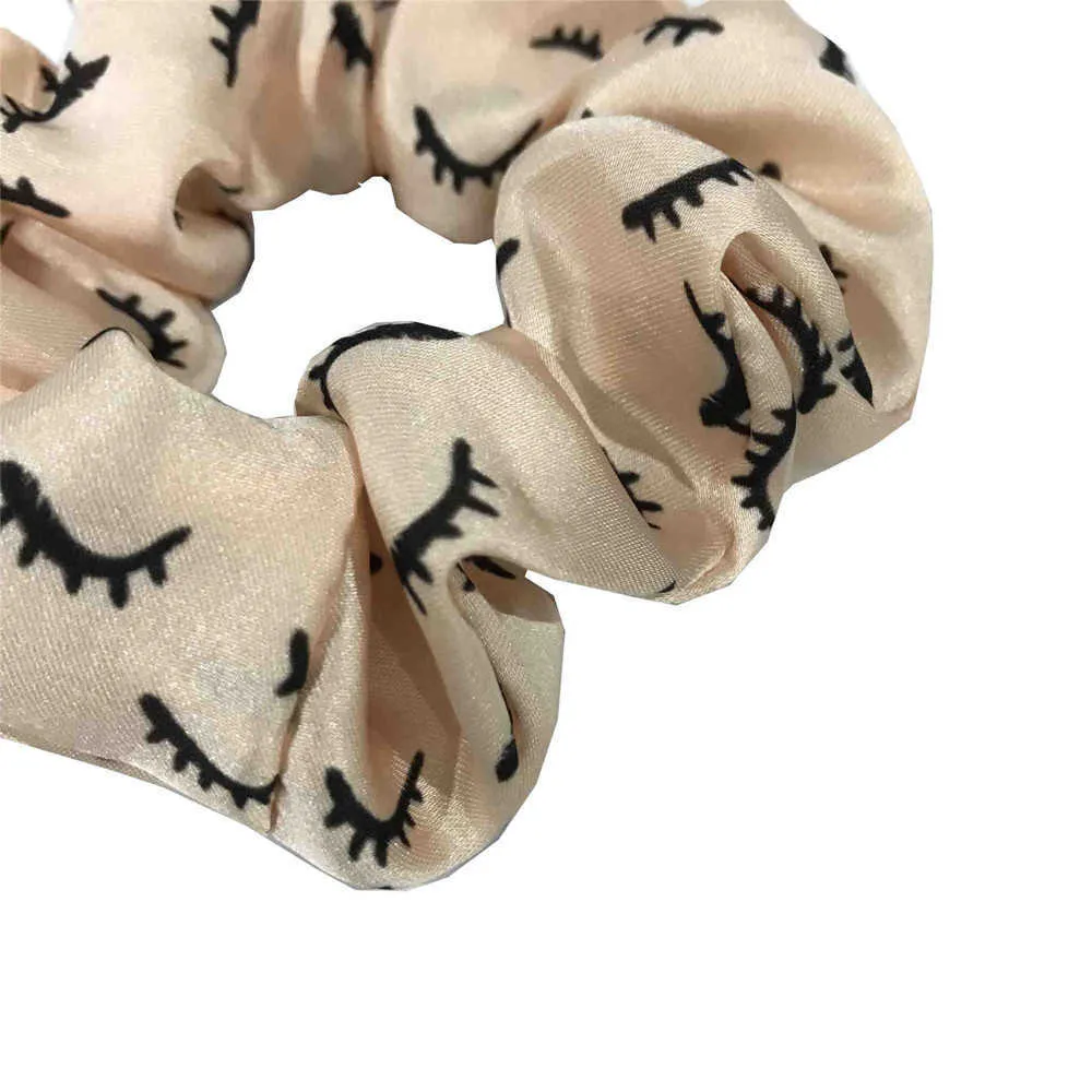 Silk Satin Eyelash Scrunchies Girls Elastic Rubber Band Accessories Scrunchies Headwear Hair Tie Ponytail Holder X0722