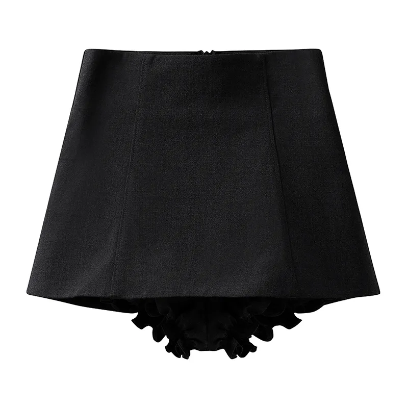 [Eam] Hög midja Grå Ruffles Casual Solid Färg A-Line Half-Body Skirt Kvinnor Mode Vår Sommar 1DD7458 210512