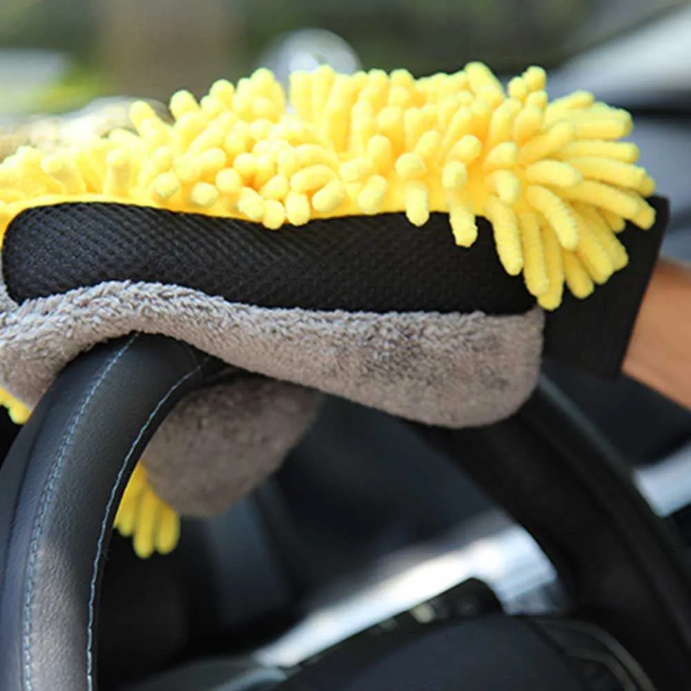 Ny biltvätt GloS Coral Mitt Soft Anti-Scratch för biltvätt Multifunktion Tjock rengöringshandske bilvaxdetaljer Borste färg slumpmässigt