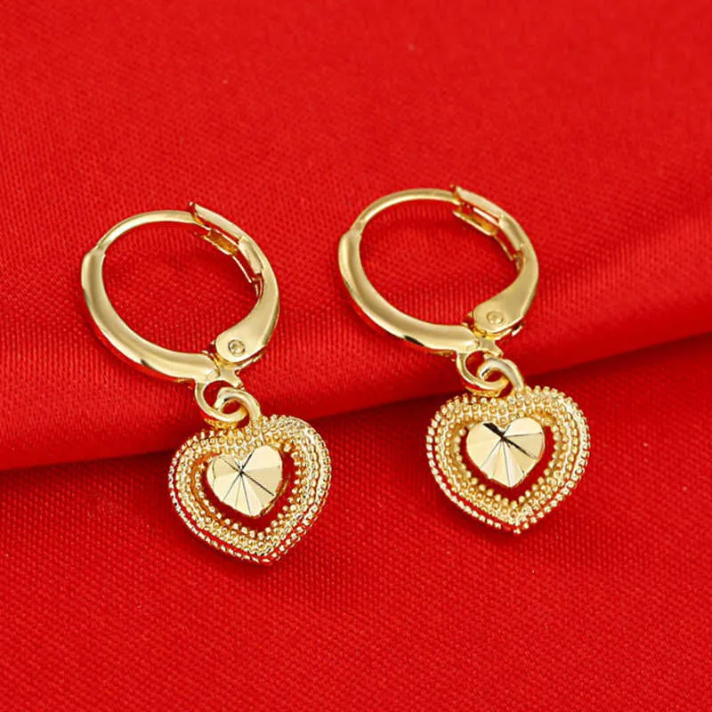 Pendientes para mujer Cuelga cristal plateado Oro en forma de corazón simple corto estilo de gota de corazón de melocotón