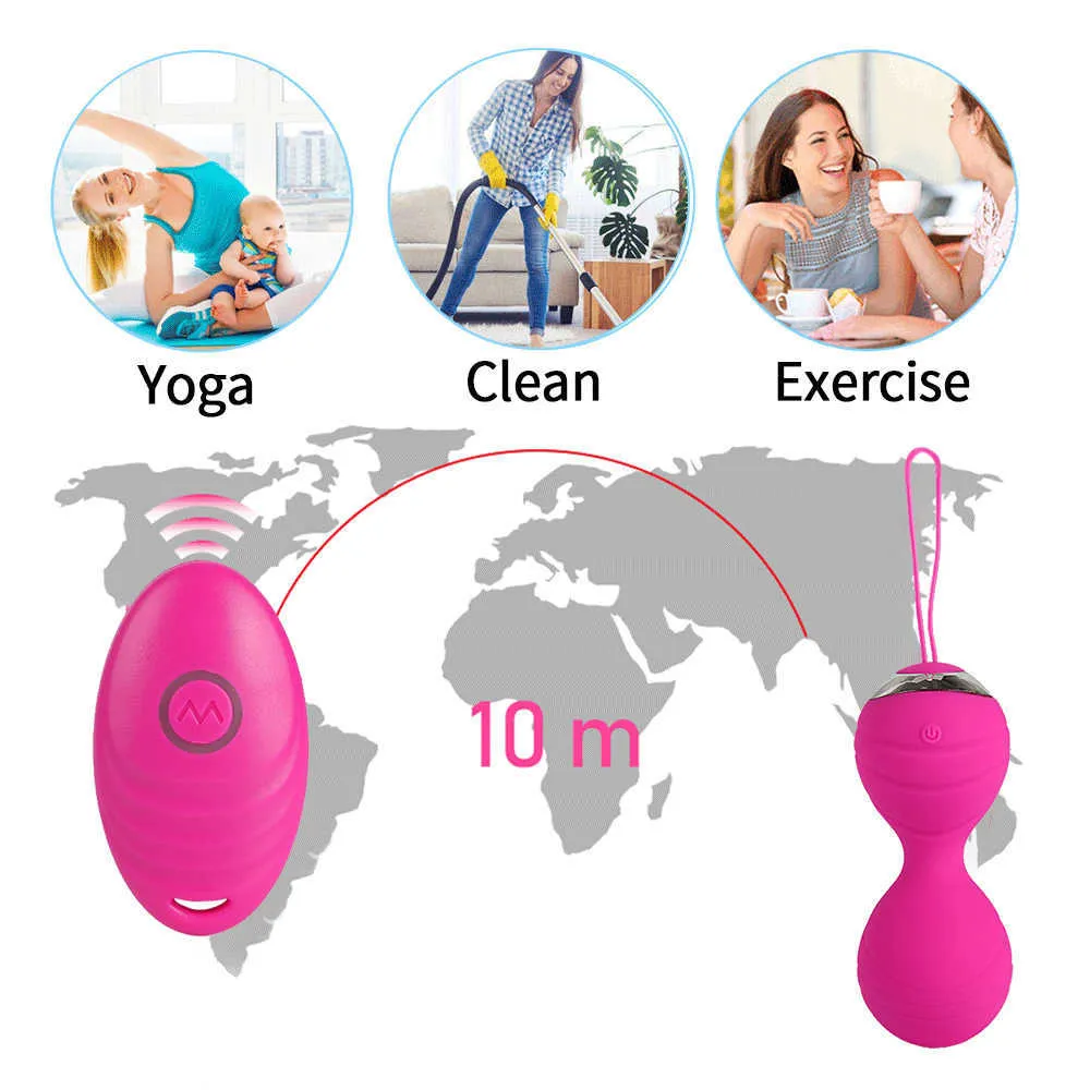 Vaginal Timer Exercício Bolas de Kegel 10 Velocidade ovos vibratórios Silicone Ben Wa Ball G Spot Spot Vibrador Erótico Toy Sexo para Mulheres S07312272