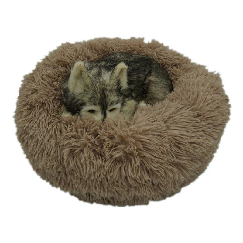 VIP Link Round Plush Cat Bed för s House Pet för korg Djur Produkter Sofa Lång hund Kudde Mat Husdjur 210722