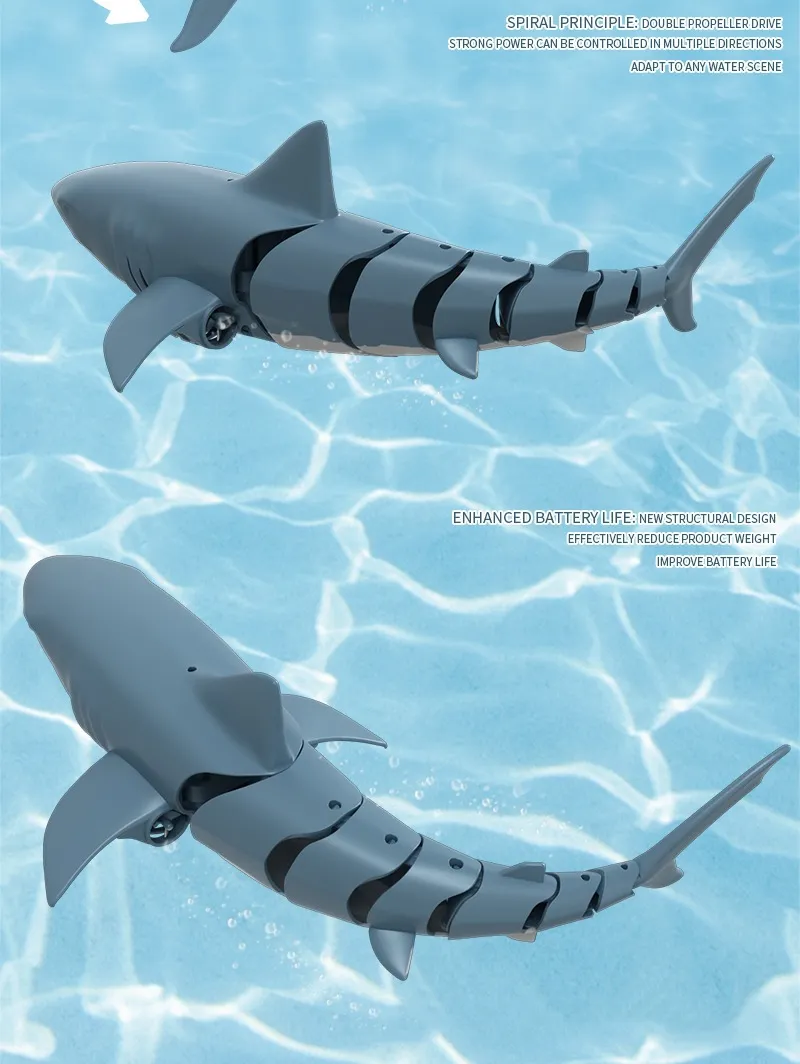 Électronique Robots2.4G RC requin poisson bateau Robot Radio Simulation étanche modèle électronique télécommande natation animaux jouets