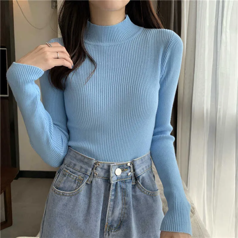 Lente Herfst Turtleneck Pullovers Sweaters Basic Vrouwen Lange Mouw Koreaanse Slanke Casual Jumper Dames Gebreide Top 211007