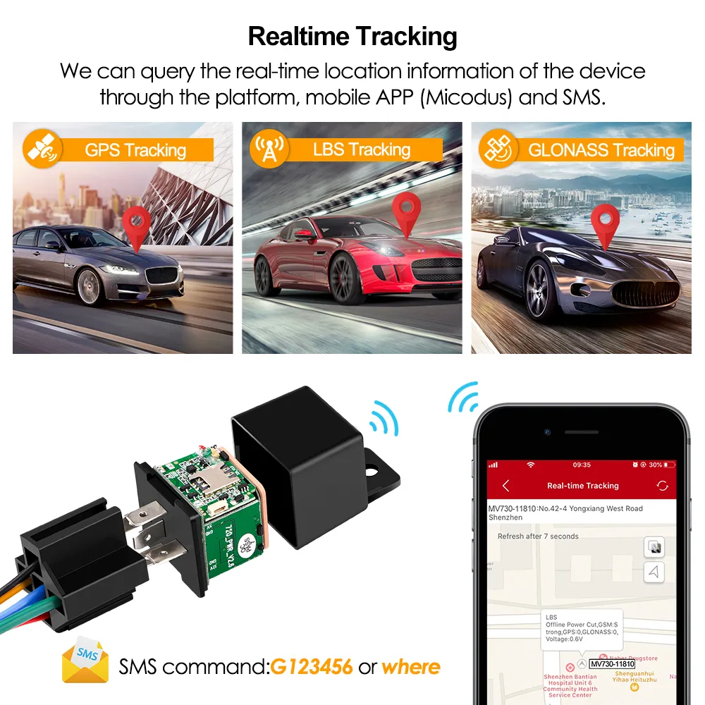 Nouveau Mini relais GPS dispositif de suivi GPS dernière Version MV730 ACC alarme de remorque coupure de carburant 2G GSM Tracker Geofence traqueur de véhicule