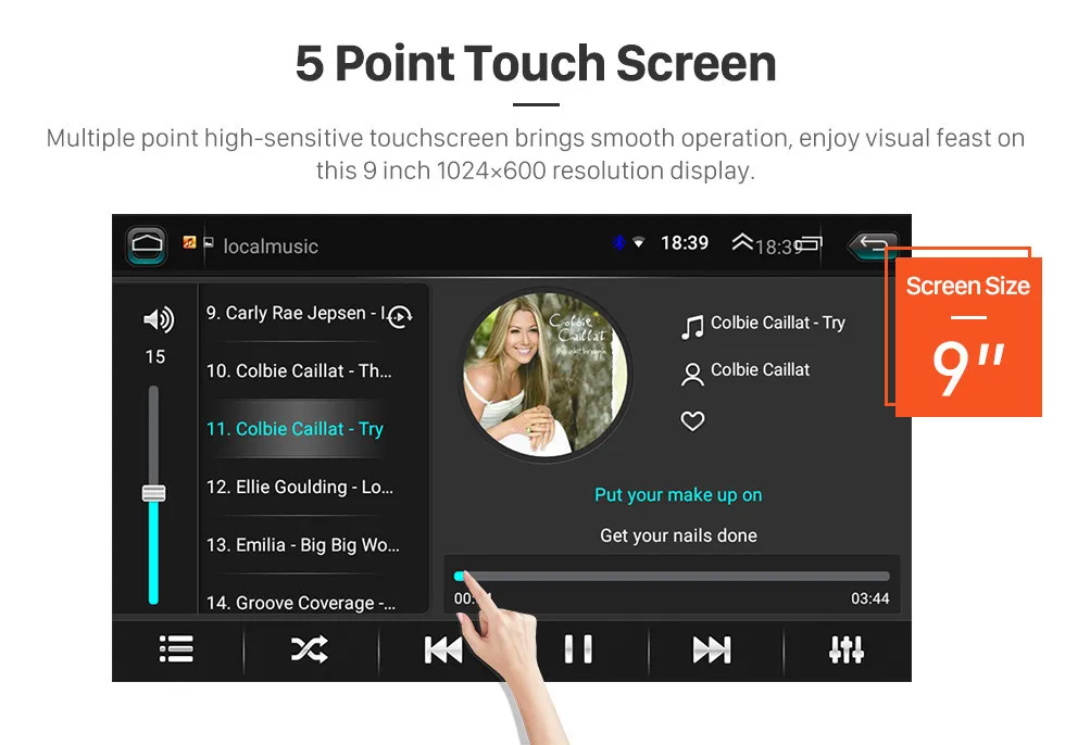 Lecteur radio dvd GPS de voiture à écran tactile Android 9 pouces pour Ford Ranger-2015 avec prise en charge USB WIFI Bluetooth AUX Carplay Digital TV SWC