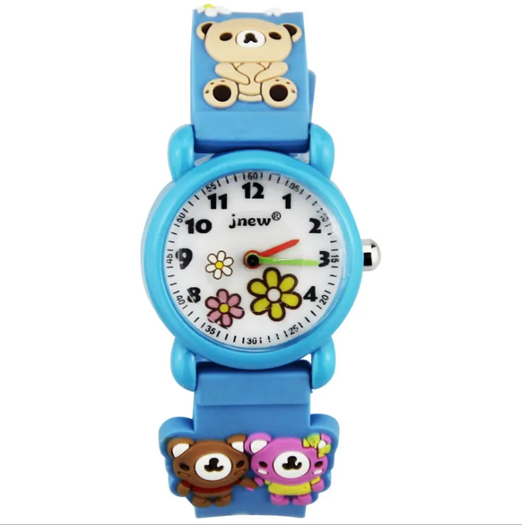 JNEW Marke Quarz Kinder Uhr Loverly Cartoon Jungen Mädchen Studenten Uhren Silikon Band Candy Farbe Armbanduhren Nette Childre2803