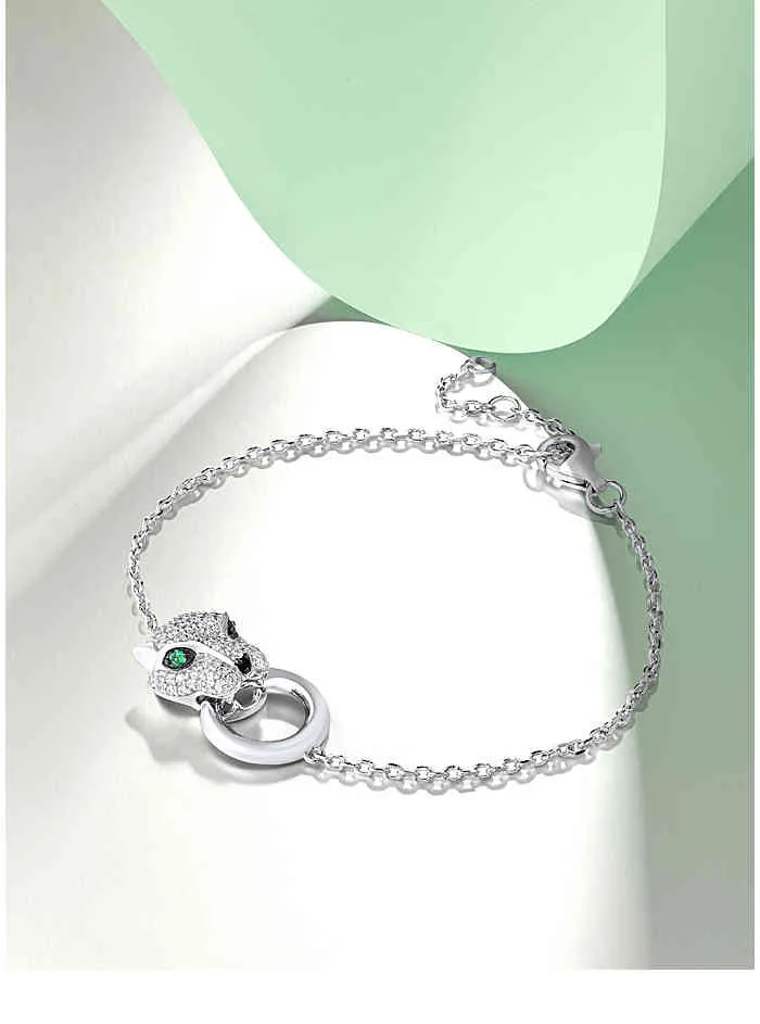 Santuzza 100% prata esterlina 925 pulseira feminina leopardo pantera verde preto espinélio branco zircônia ajustável joias finas276x