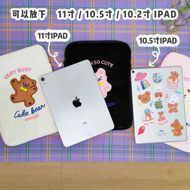 MilkJoy Cartoon Bear Handväska 10.5 11inch Mac iPad Case Holder Cute Korea Fashion School Organizer File Väskor Studnet Gift Y0817