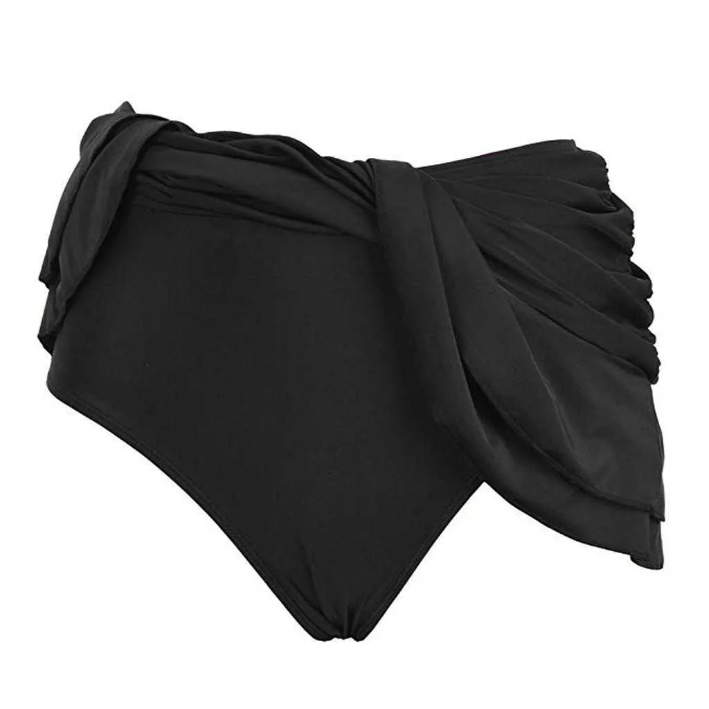 Jupes taille haute femmes automne hiver solide jupe plissée danse mignonne fille noire femme volants maillots de bain 210708