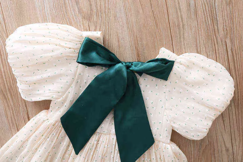 Kids Princess Dresses Puff Sleeve Bow Backless Boutique Clothes For Girls Party Birthday Girl Dress Summer New Fashion Costume G1218