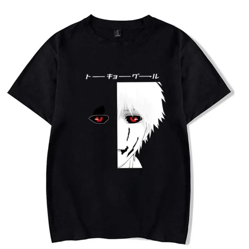 Unisex anime Tokyo Ghoul T-shirt moda krótka koszulka Casual Unisex Cloth Y0809