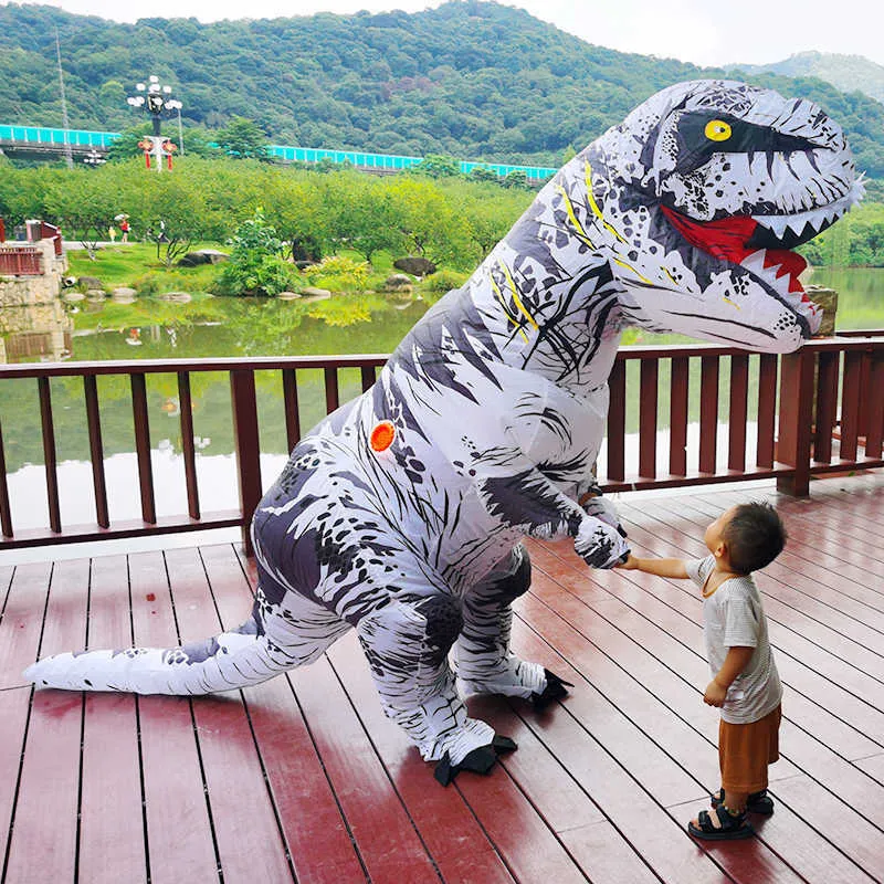 Adult Kids Inflatable Dinosaur Costumes T-Rex Anime Party Cosplay Carnival Halloween Costume For Men Women Q0910