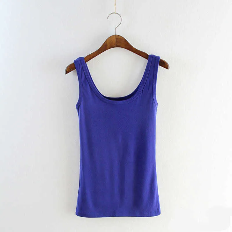 Super Soft Brushed Cotton Tank Top Summer Women U Neck Slim Vest Top Singlet Sexig Bustier Spring undertröja Streetwear Lady Tees Y0824