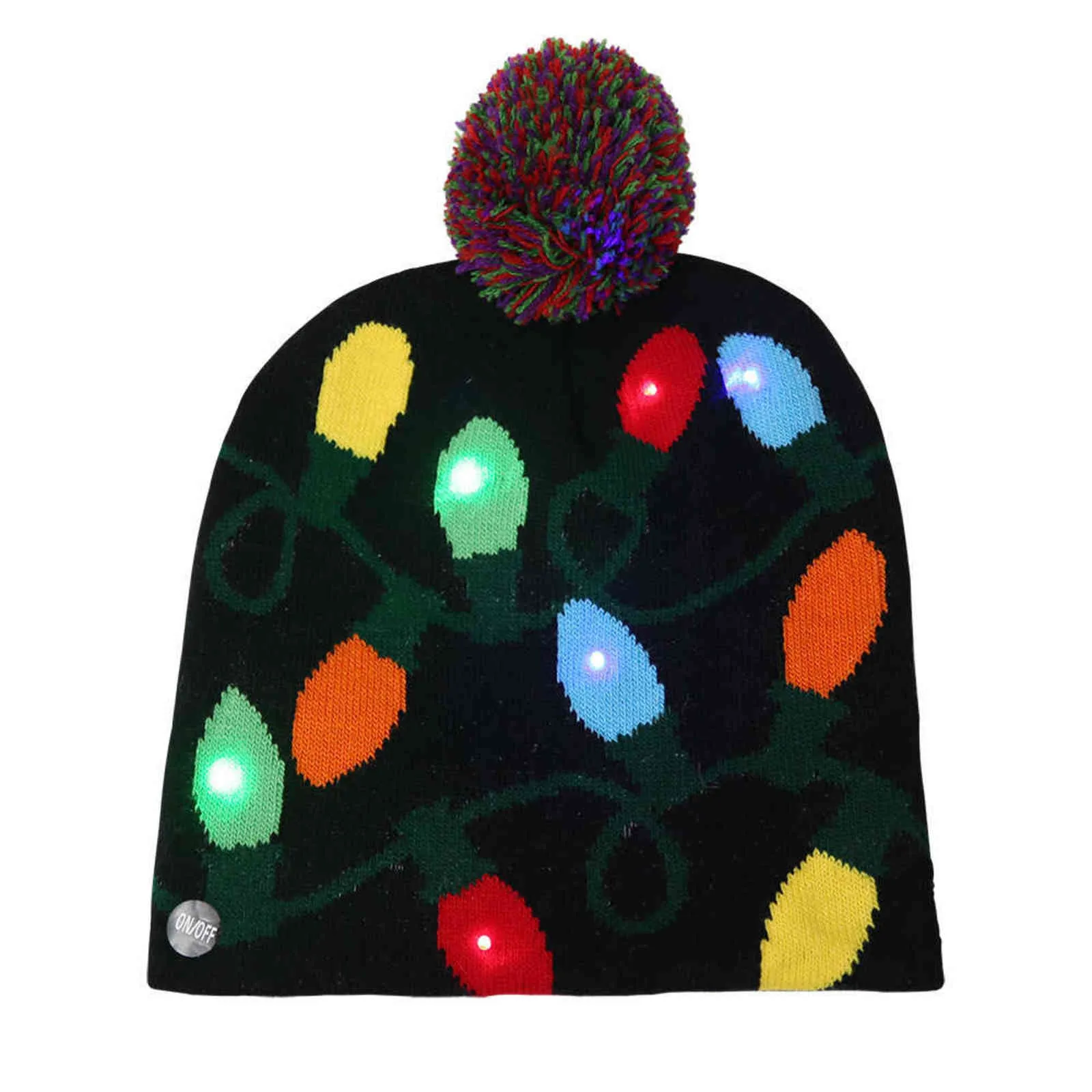 Led Christmas Hat Sweater Knitted Beanie Christmas Light Up Stickad Hat Julklapp till barn Xmas 2022 Nyår Dekorationer Y1118
