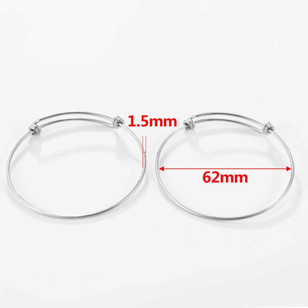 2 pçs / lote Diâmetro interno 62mm Aço inoxidável Ajuste Bangle Acessórios para Pulseiras de Jóias de Handmake Fazendo Suprimentos Q0719