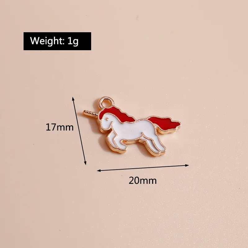 2017mm en émail charmes de licorne chanceuse pour colliers Pendants Boucles d'oreilles bricolage Colorful Animal Charms Bijoux Accessoires Make4311548