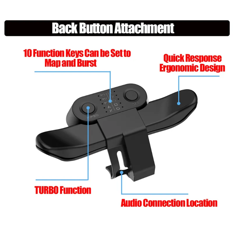 Bouton arrière de manette de fixation arrière de manette de jeu étendue avec adaptateur de clé Turbo accessoires de contrôleur de jeu