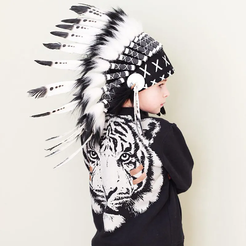 Capacete de penas indiano American Indian Feather Headpiçal Feather Headwearwarwar Decoração Foto de Photo Cosplay6405757