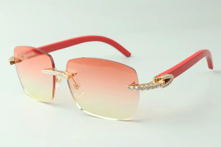 Gafas de sol Direct s con diamantes sin fin 3524025 con patillas de madera rojas, gafas de diseño de tamaño 18-135 mm271h