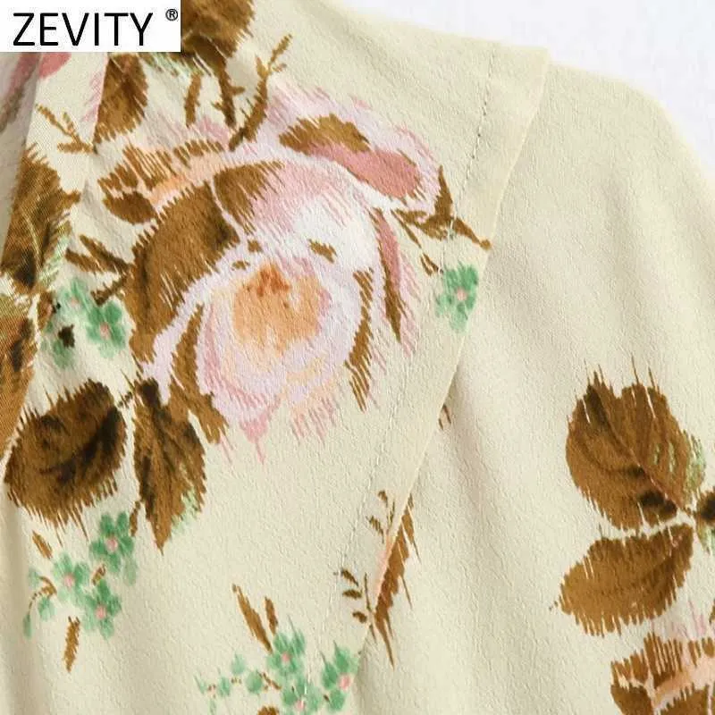 Zevity Femmes Vintage V Cou Feuilles Tropicales Imprimer Casual Lâche Midi Robe Femme Chic Trou Party Robe Vêtements DS4933 210603