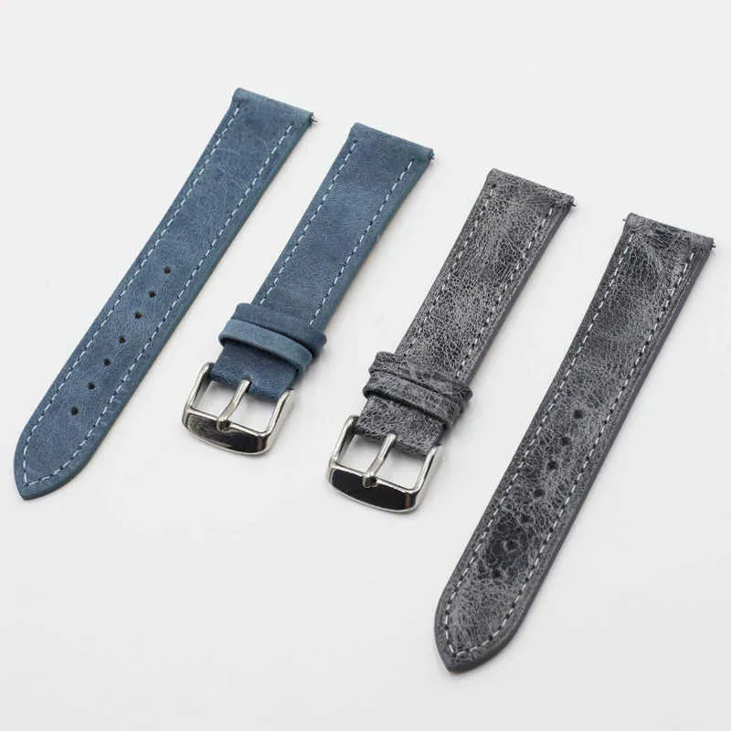 Bracelet de montre en cuir bandes 18mm 20mm 22mm 24mm bleu gris marron Multi couleurs bracelet de montre pour hommes accessoires H0915