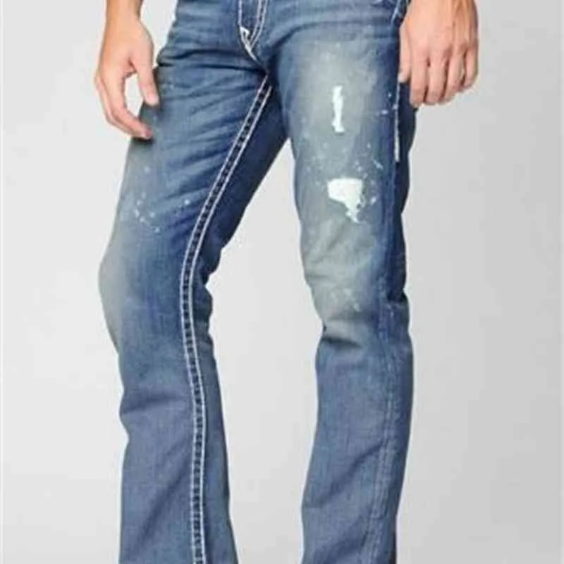 Fashion-Straight-leg 18SS New True Elastic jeans Mens Robin Rock Revival Jeans Studs Denim Digner Trousers Men's1653