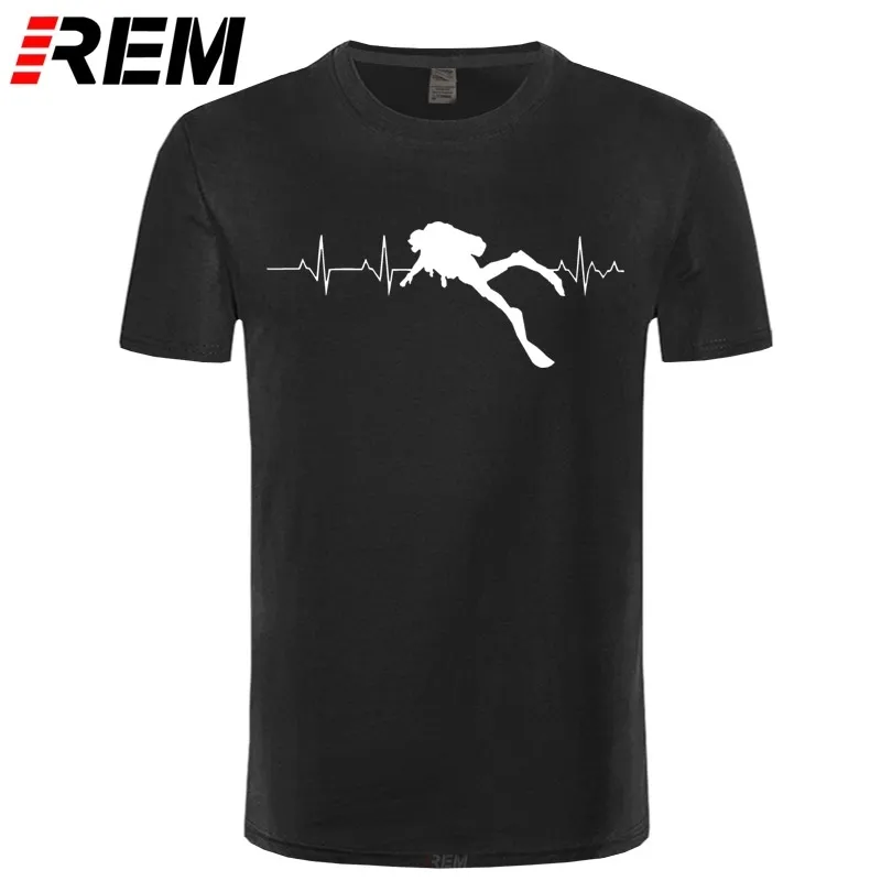 REM Scuba Dive Heart Beat Miglior regalo subacqueo T-shirt estive maniche corte morbide T-shirt da uomo T-shirt in puro cotone 210409