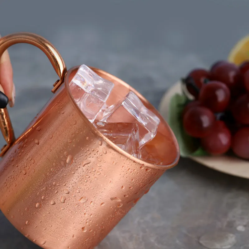 Pure Copper Mug Creative Coppery Handcrafted Durable Moscow Mule Cocktail Cup For Restaurant Bar Drinkware Party Kitchen h2 210409215W