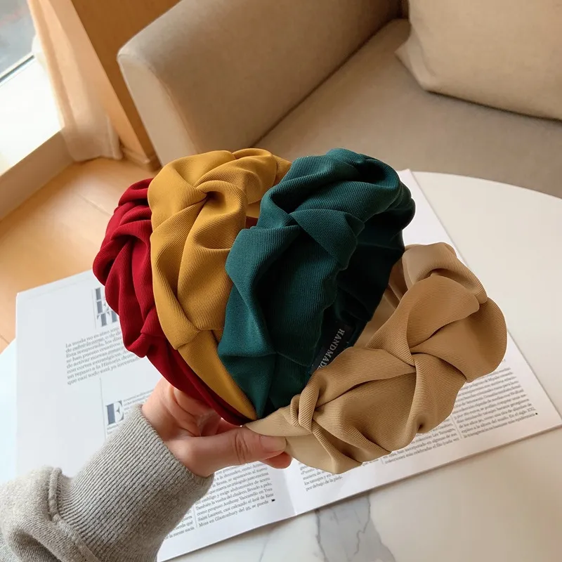 2021 mode Elegante Fünf Blume Einfarbig Falten Muster Hoop Stirnbänder Designer Weiche Haar Band Zubehör Für Frauen Daliy Deco3074