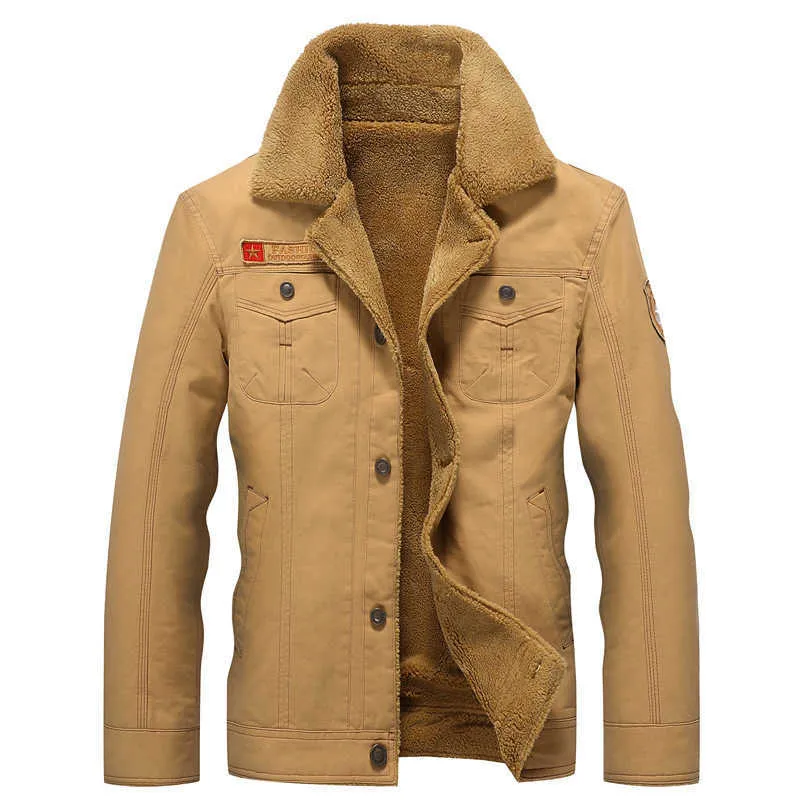 Darphinkasa inverno bombardeiro jaqueta homens força aérea piloto jaqueta quente homens gola de pele homens exército tático velo parkas jaqueta casaco 211025