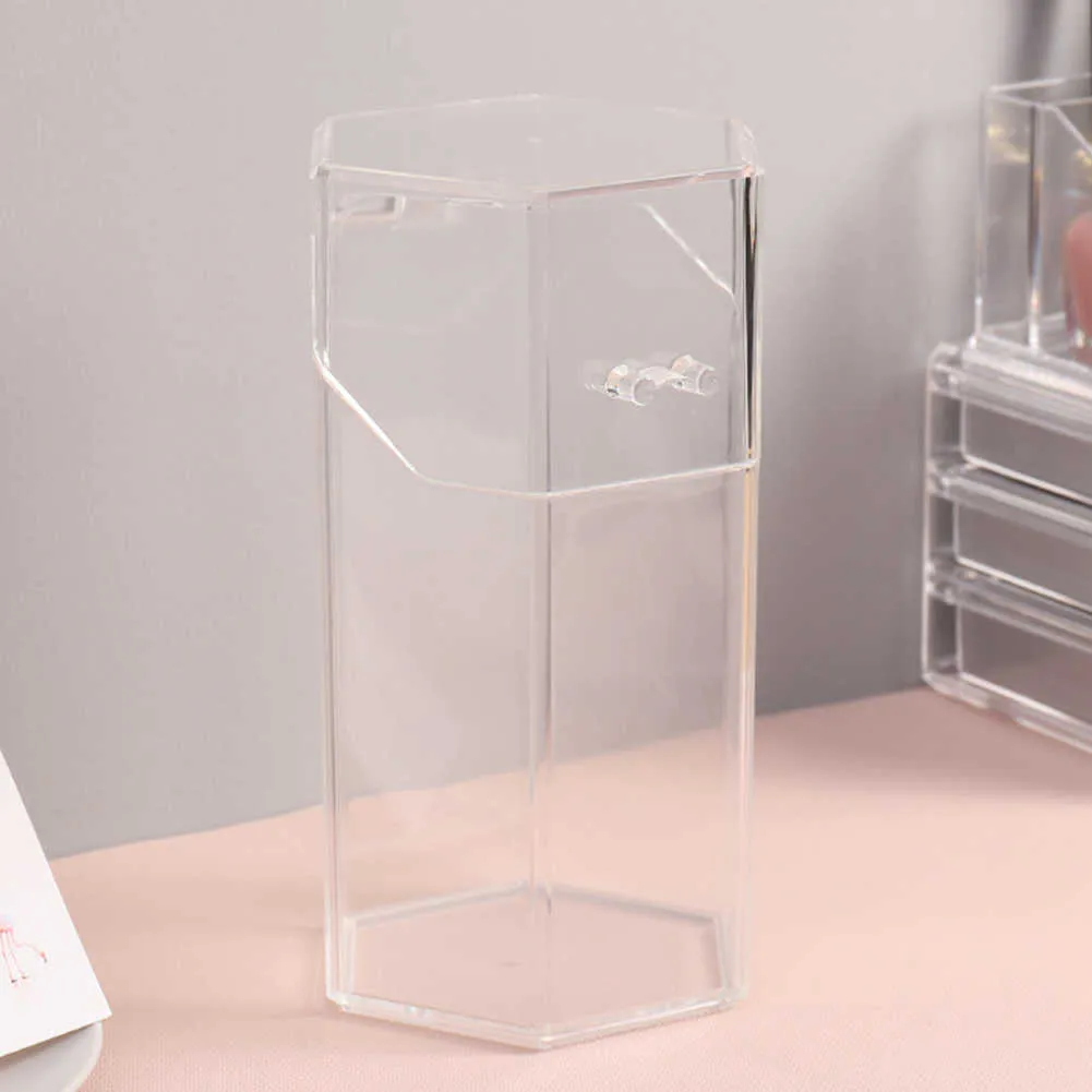 Pearl Clear Acrylic Makeup Brush Holder Transparent Storage Box Läppstift Container Pencil 210922