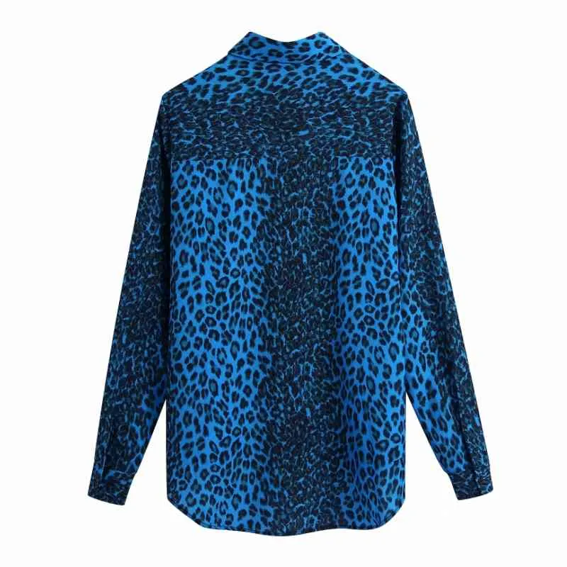 Frühling Frauen Chic Leopard Print Turndown Kragen Hemd Weibliche Langarm Bluse Casual Dame Lose Tops Blusas S8613 210430