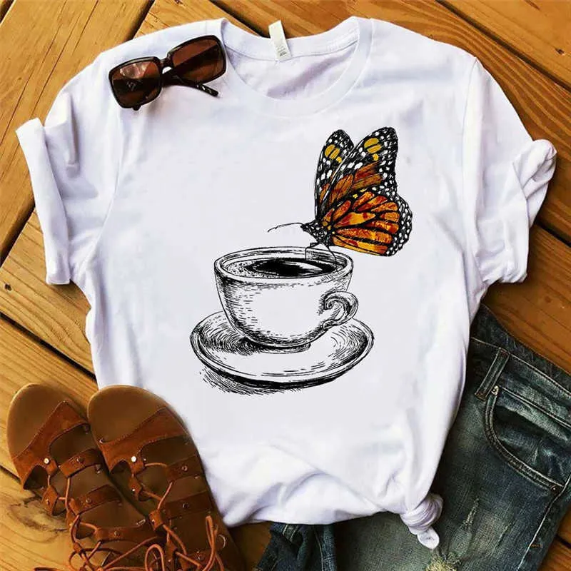 Aowof New Women's T-shirts i de bästa kvinnans T-shirts för sommaren 2020 i bulk grossist kaffe mode t-shirts x0527