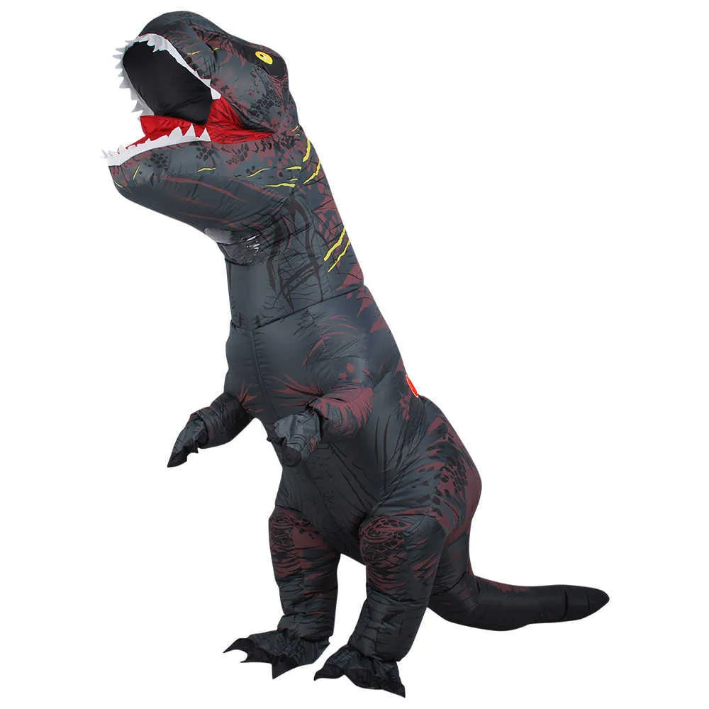 Nadmuchiwany Kostium Dorosłych Dzieci Dinozaur T Rex Kostiumy Blow Up Fancy Dress Maskotki Cosplay Costume Dla Mężczyzn Kobiety Dzieci Dino Cartoon Q0910