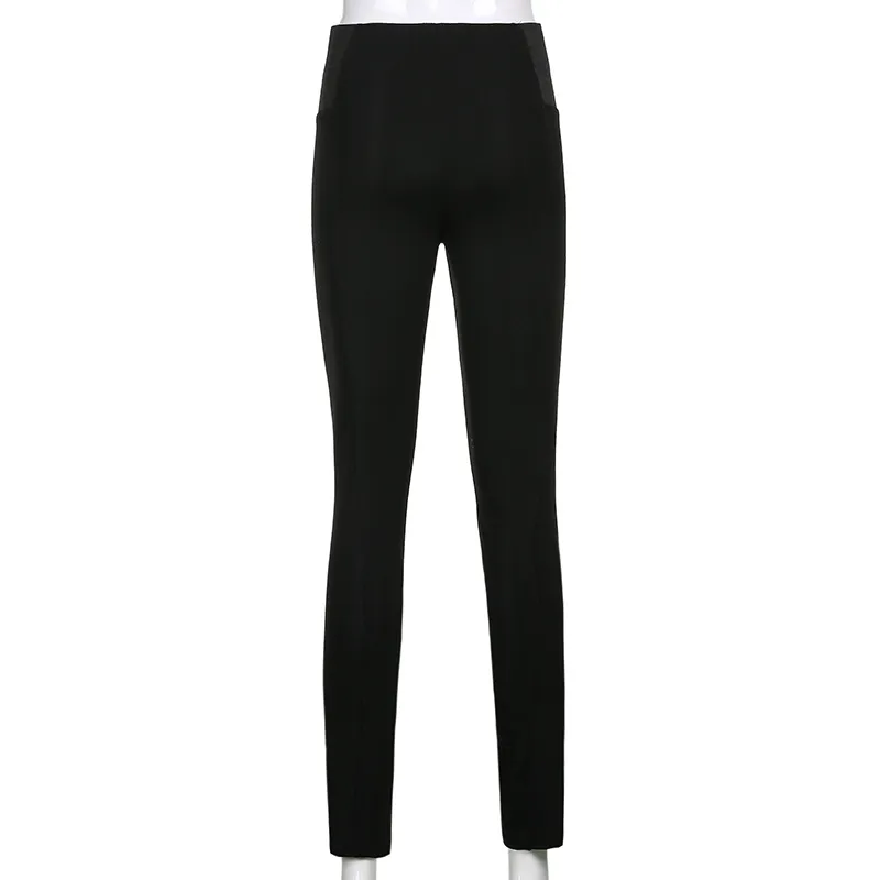 Svart Y2K Sweatpants Kvinna Joggare Kvinnors Sportbyxor Stretch High Waist Fashion Skinny Leggings Långbyxor Capris 210510