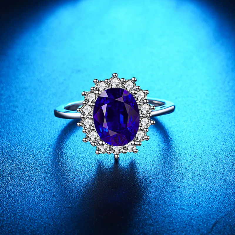 Кольца принцессы Дианы Уильям Кейт с сапфиром, изумрудом и рубином, драгоценные камни для женщин, свадебные ювелирные изделия, кольцо из стерлингового серебра 925 пробы298y