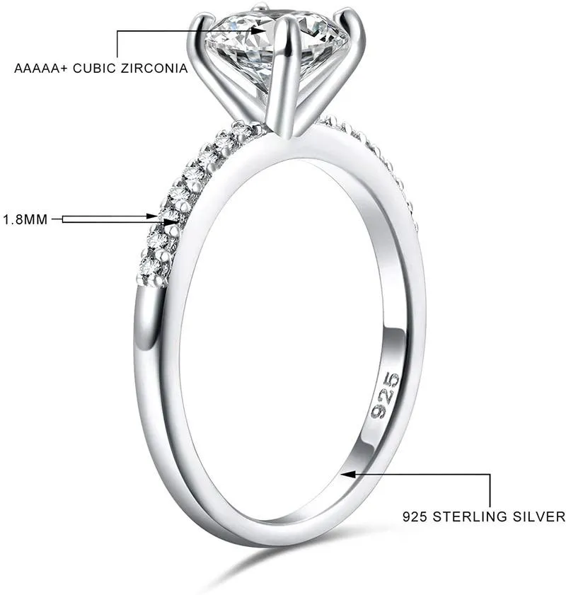 Cluster-Ringe EAMTI 925 Sterling Silber für Frauen 1 25 CT runder Solitär-Zirkonia-Verlobungsring Versprechensgröße 4-12240s