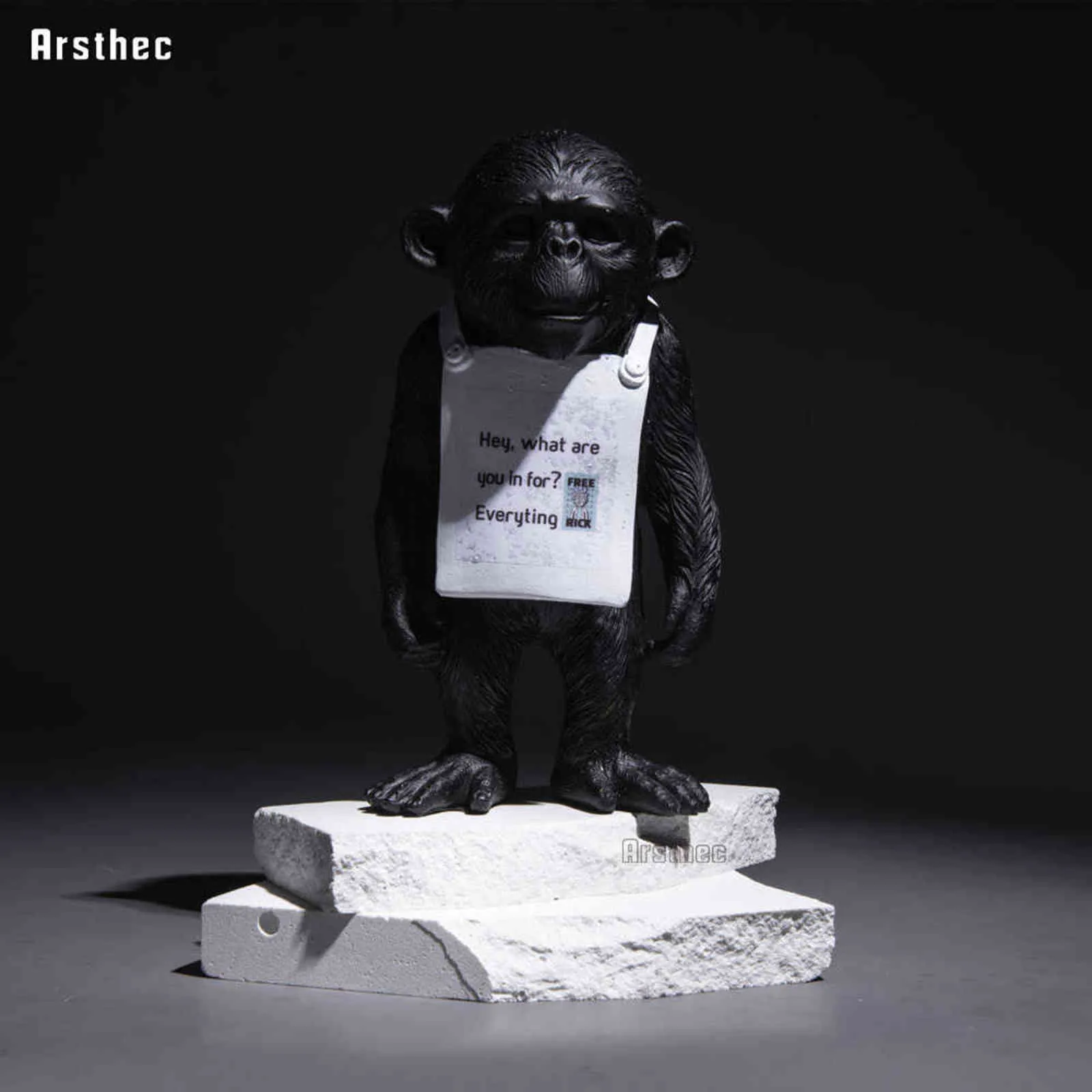 Arsthec Banksy Singe Gorille Résine Statue Sculpture Street Art Artisanat Bureau Figurines Pour Intérieur Décoration De La Maison Accessoires 211108