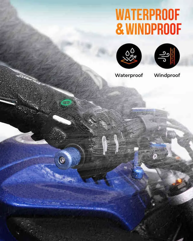 Gants chauffants de moto tactile tactile Winter Ski chaud étanche chauffable chauffage thermique pour motoneige 220111683218