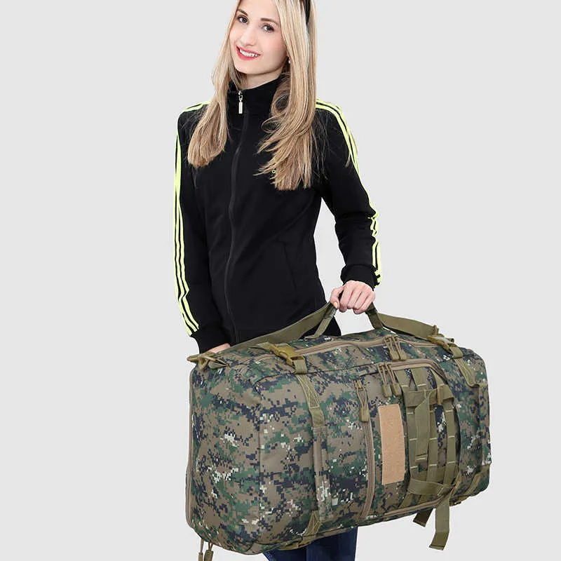 Masculino feminino montanhismo mochila militar tático camuflagem saco de acampamento ao ar livre caminhadas trekking à prova dwaterproof água 50 l feminino viagem q320v