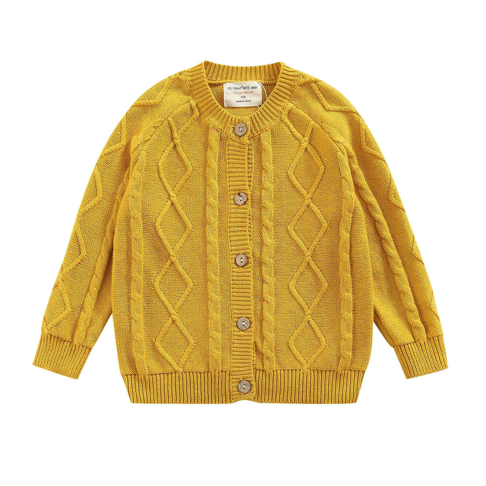 暖かいアウターウエスタンを維持する子供の長袖カーディガンファッショナブルなウエスタンスタイルのセーターボタンタイプワープ3色選択Y1024