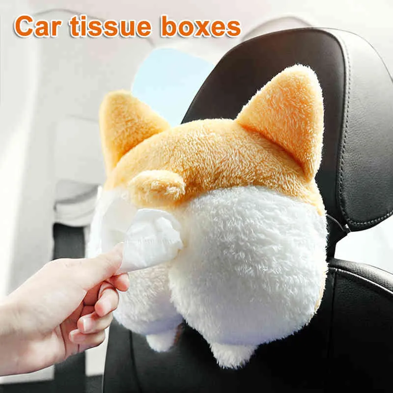 Boîte à serviettes en forme de chat Corgi, porte-mouchoirs pour siège arrière de véhicule, pour maison, voiture, salle de bain, M8617