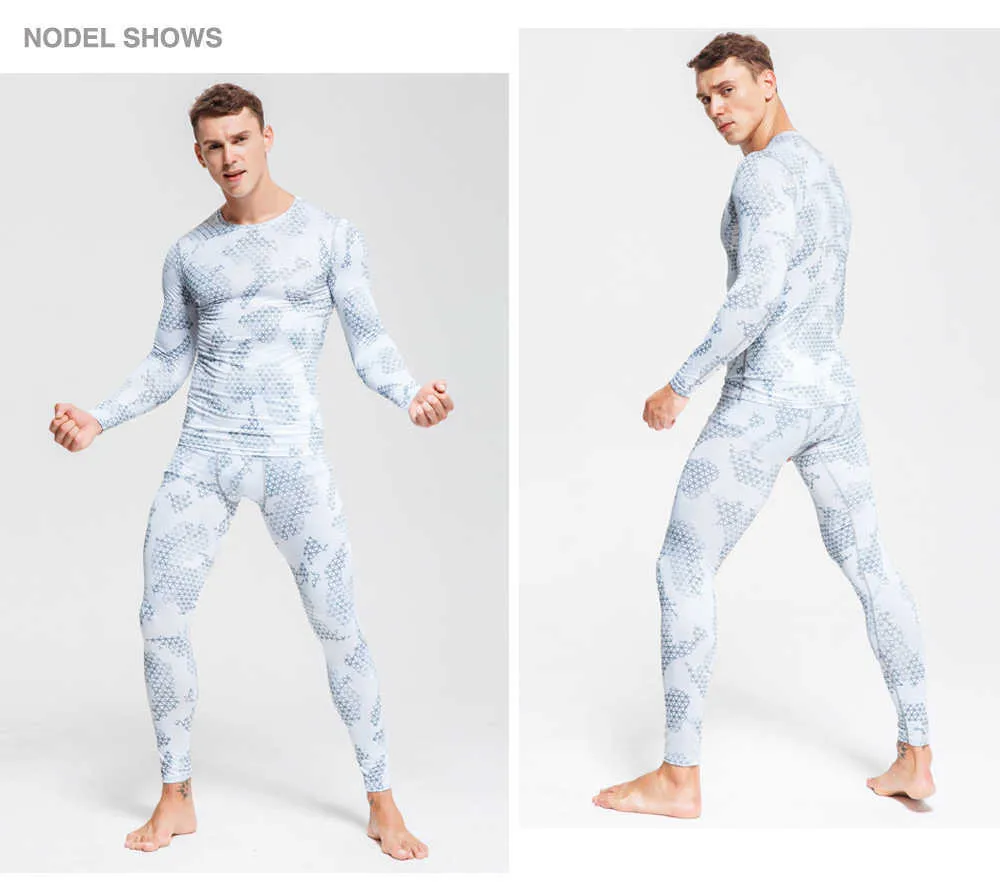 Men's Winter Gear Ski Thermal Underwear Sets Thermo Camouflage Exercise Clothes Sports Pants Snowboarding Shirts And Pants 211110