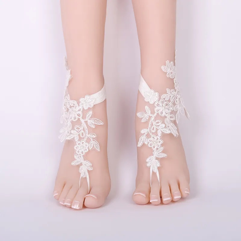 e de cheville de mariée de mariage en dentelle de dentelle femme dame plage pied de bijourie chaîne de sandales pieds nus accessoires 1489757