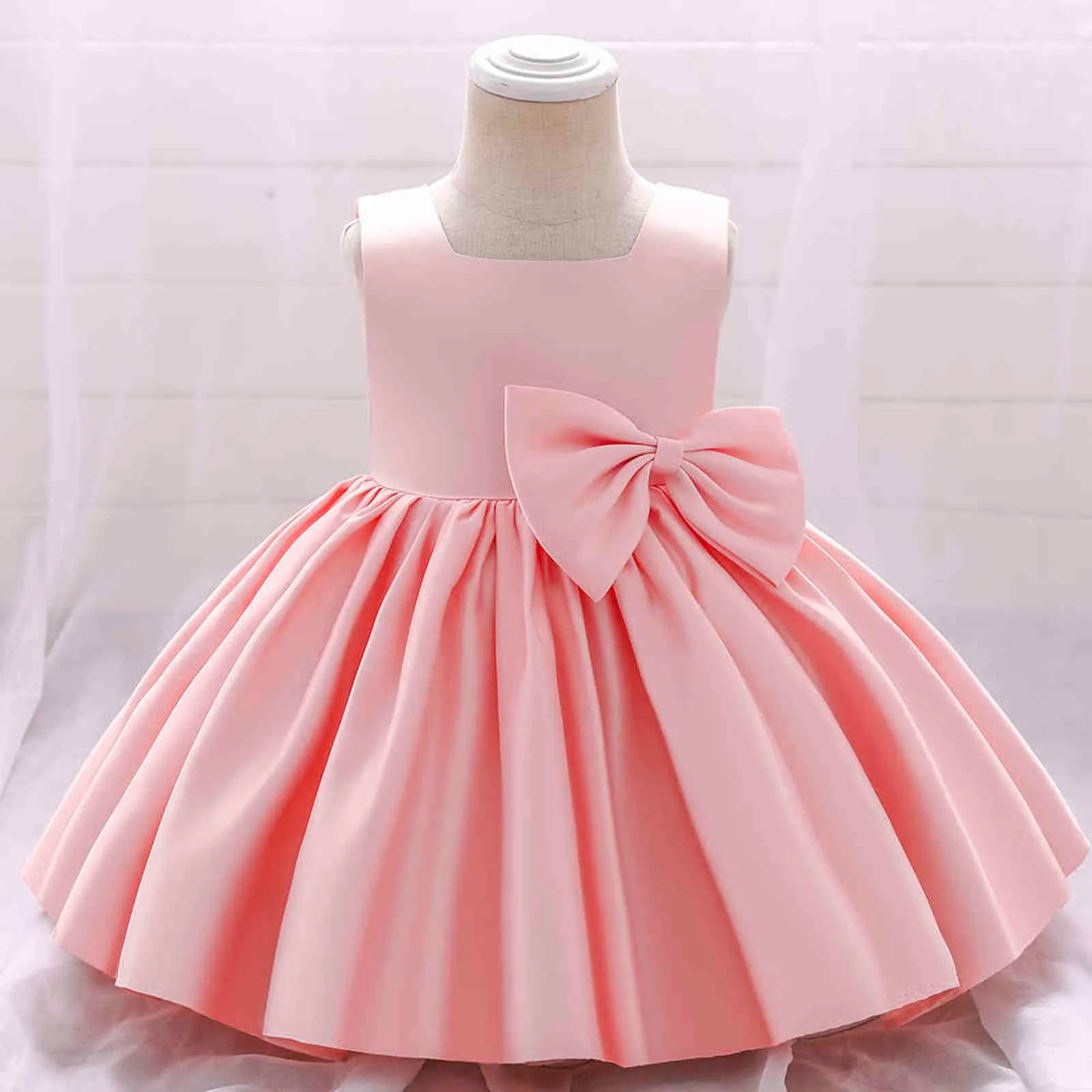 Neugeborene Prinzessin Bownot Kleid 1 Jahr Geburtstag Baby Mädchen Tutu Taufkleid Kleinkind Hochzeit Taufe Kleidung Kleinkind Party Tragen G1129