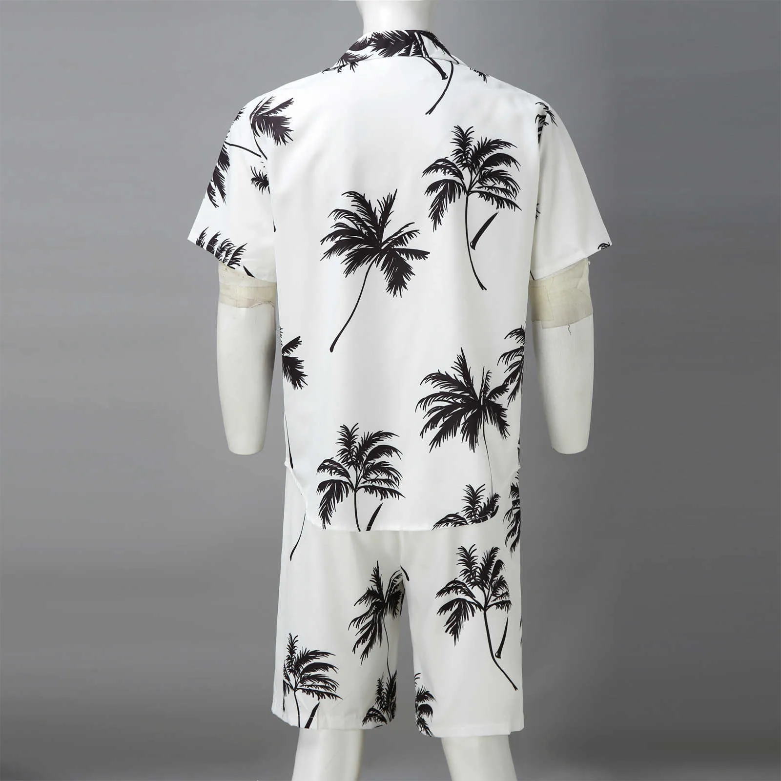 2021 verano Hawaii Trend Print Sets hombres Hawaii Shorts camisa conjunto de ropa Casual palmera Floral camisa playa manga corta traje X0909