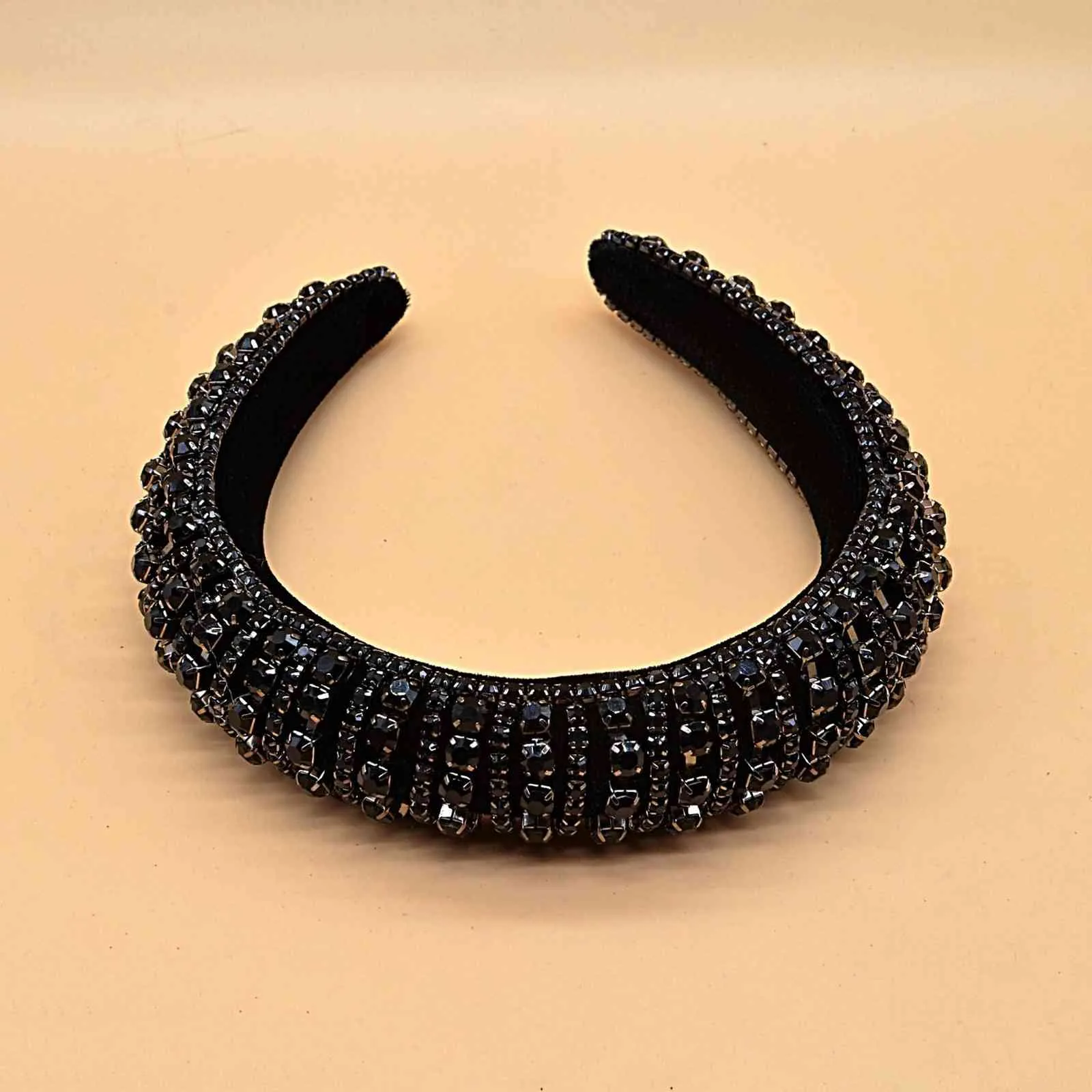 JOLORYM Schmuck Frauen Korea Strass Trendy Kopfschmuck Schwamm Haarband Flanell Haar-accessoire 3 cm Breite Stirnband FG-YL-005