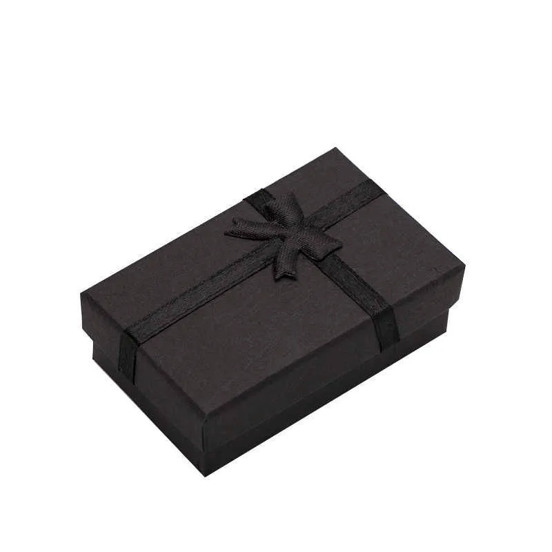 32 pièces boîte à bijoux 8x5 cm collier noir pour bague cadeau papier emballage de bijoux Bracelet boucle d'oreille affichage avec éponge 210713276E